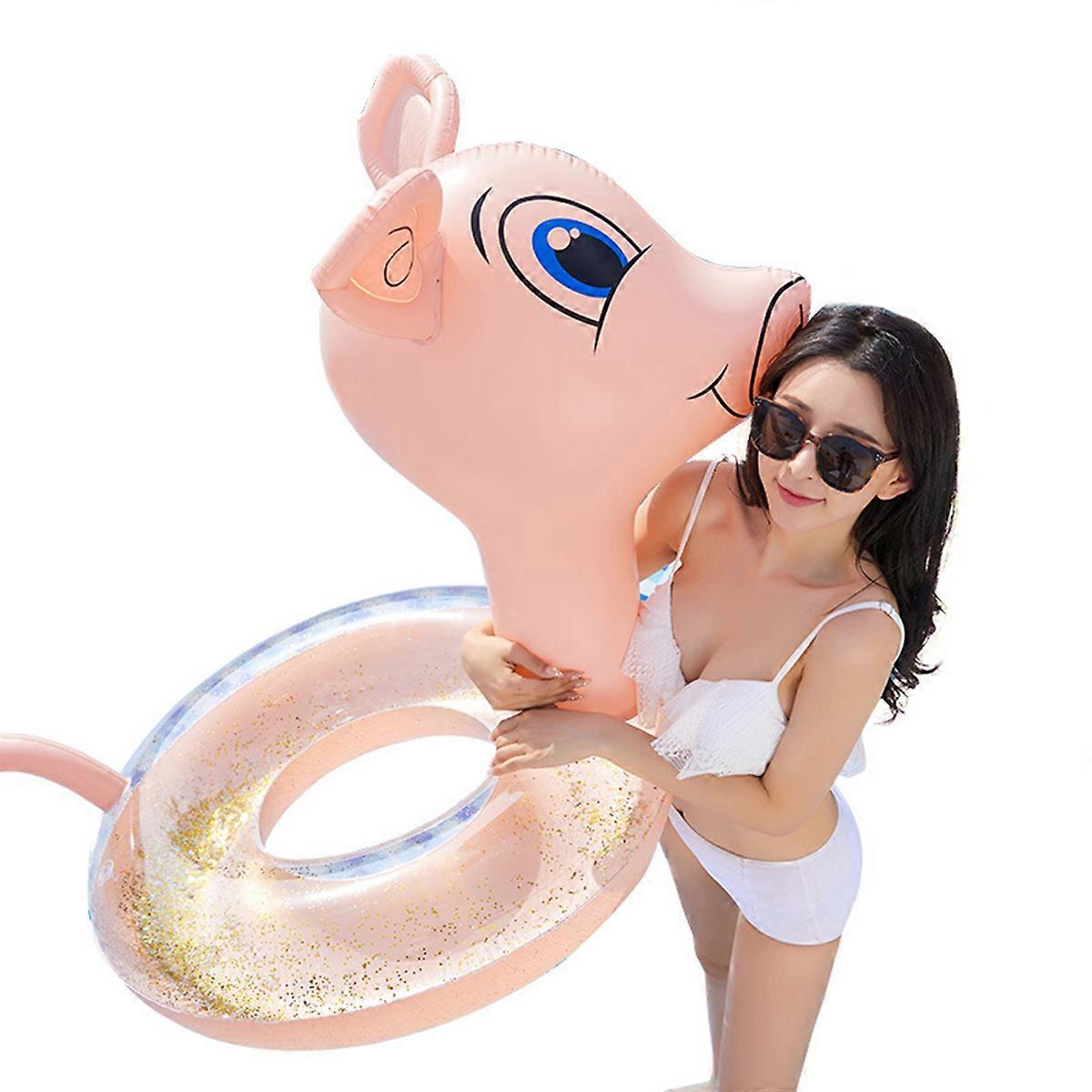Swimming Tool Adult Pig Pattern Inflatable Playing Ring 3Pcs