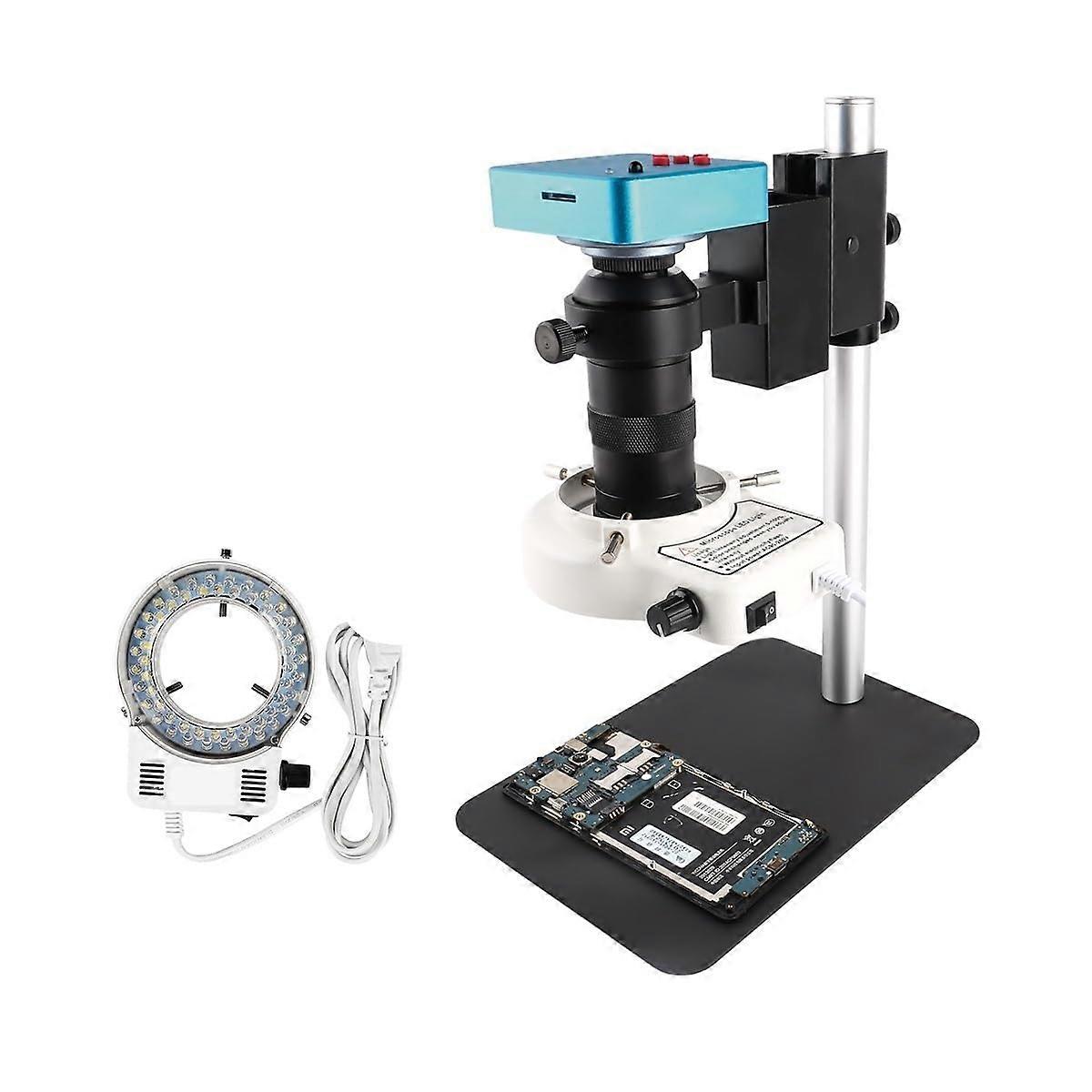 48MP HDMI USB Digital Microscope with 56 LED Adjustable Ring Light for Electronics