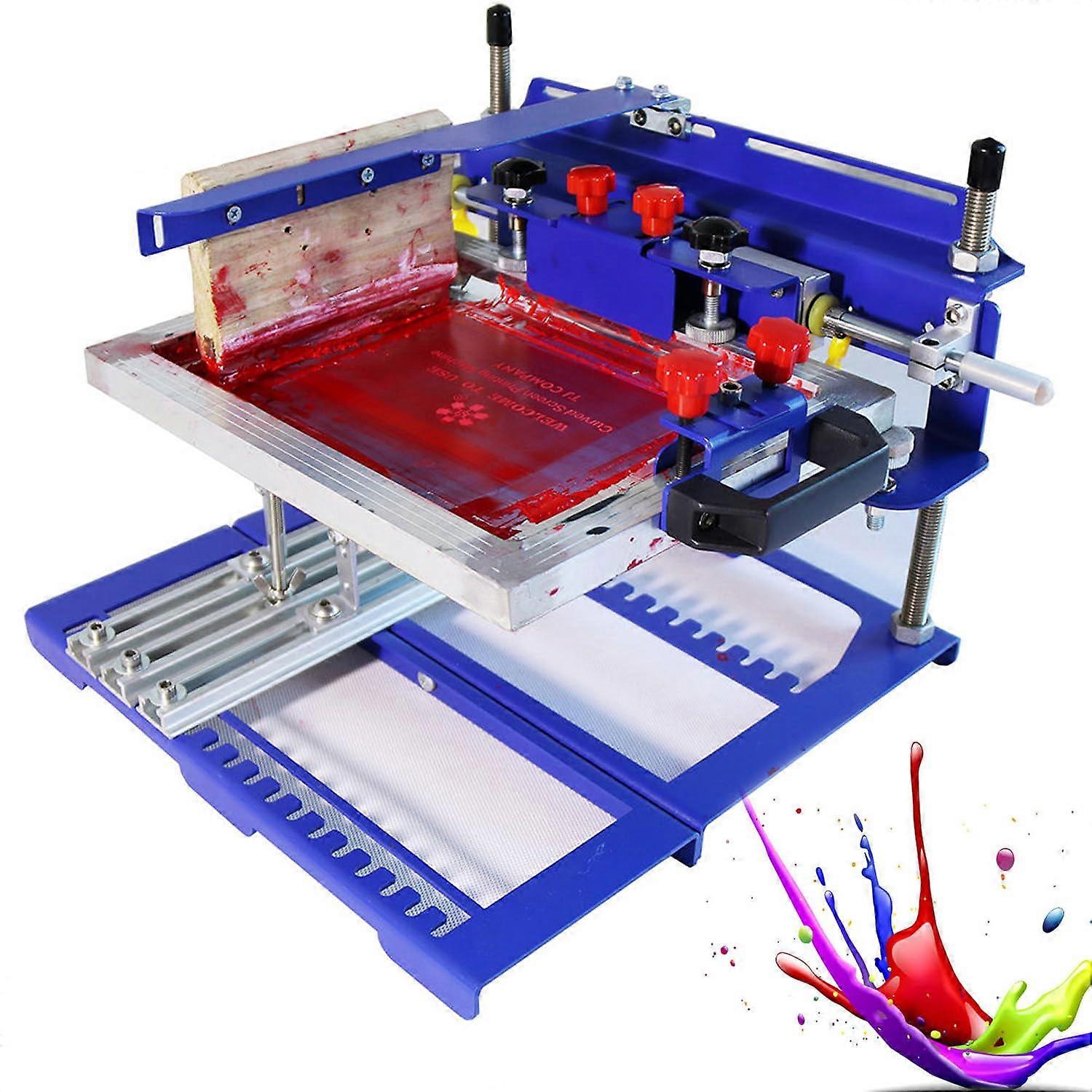 Precision Cylindrical Screen Printing Machine for Bottles Glass Metal Plastic, Adjustable Height 200mm, Interchangeable Rollers