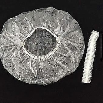 50 Pack Clear Disposable Shower Caps Waterproof Hair Protection Elastic Fit for Bath Spa Salon
