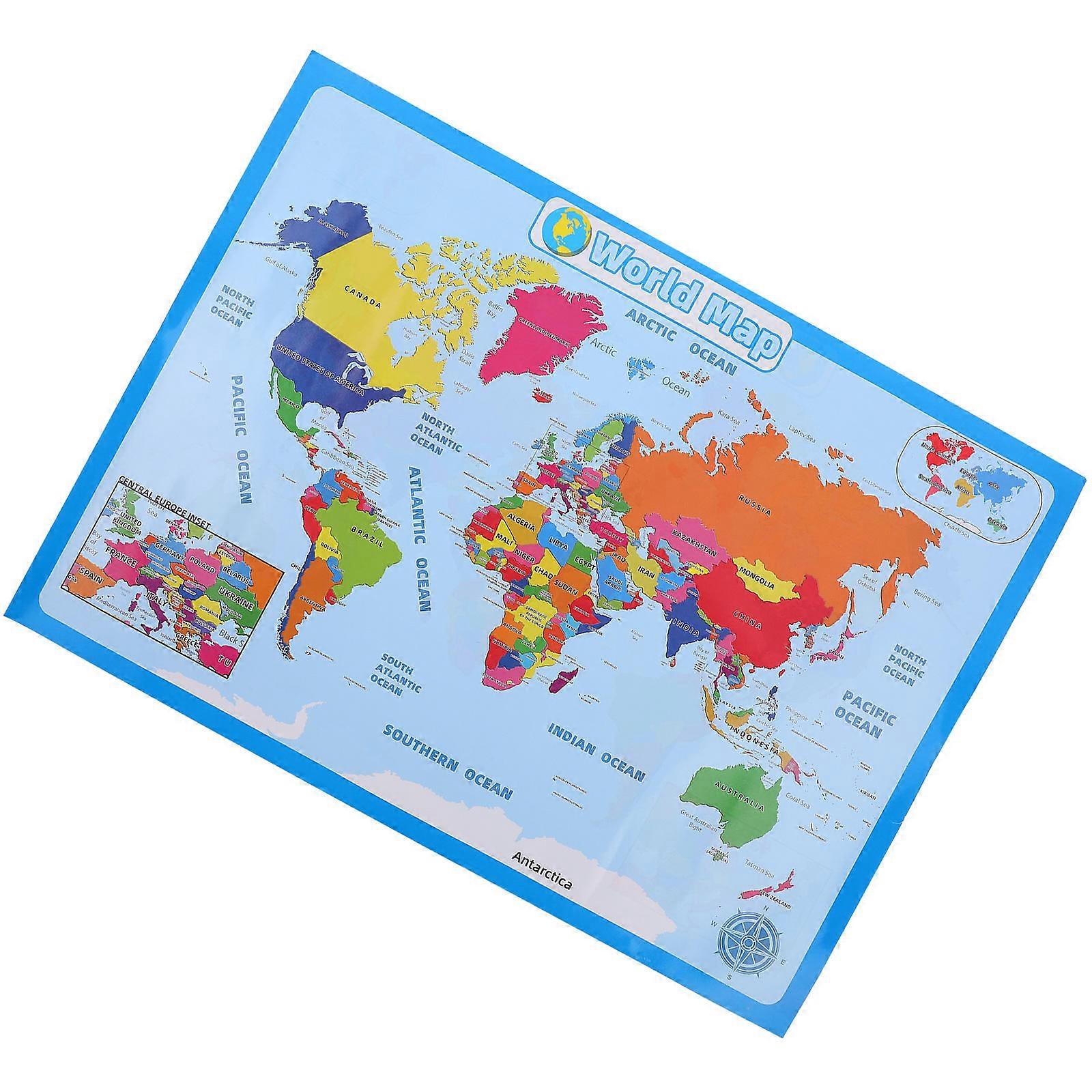 World Map for Wall Kids Educational Learning Poster 1 Sheet