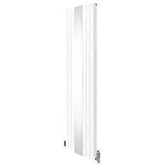 Oval Panel Radiator With Mirror 1800mm x 500mm & TRV Chrome Valves Designer Double Column Vertical