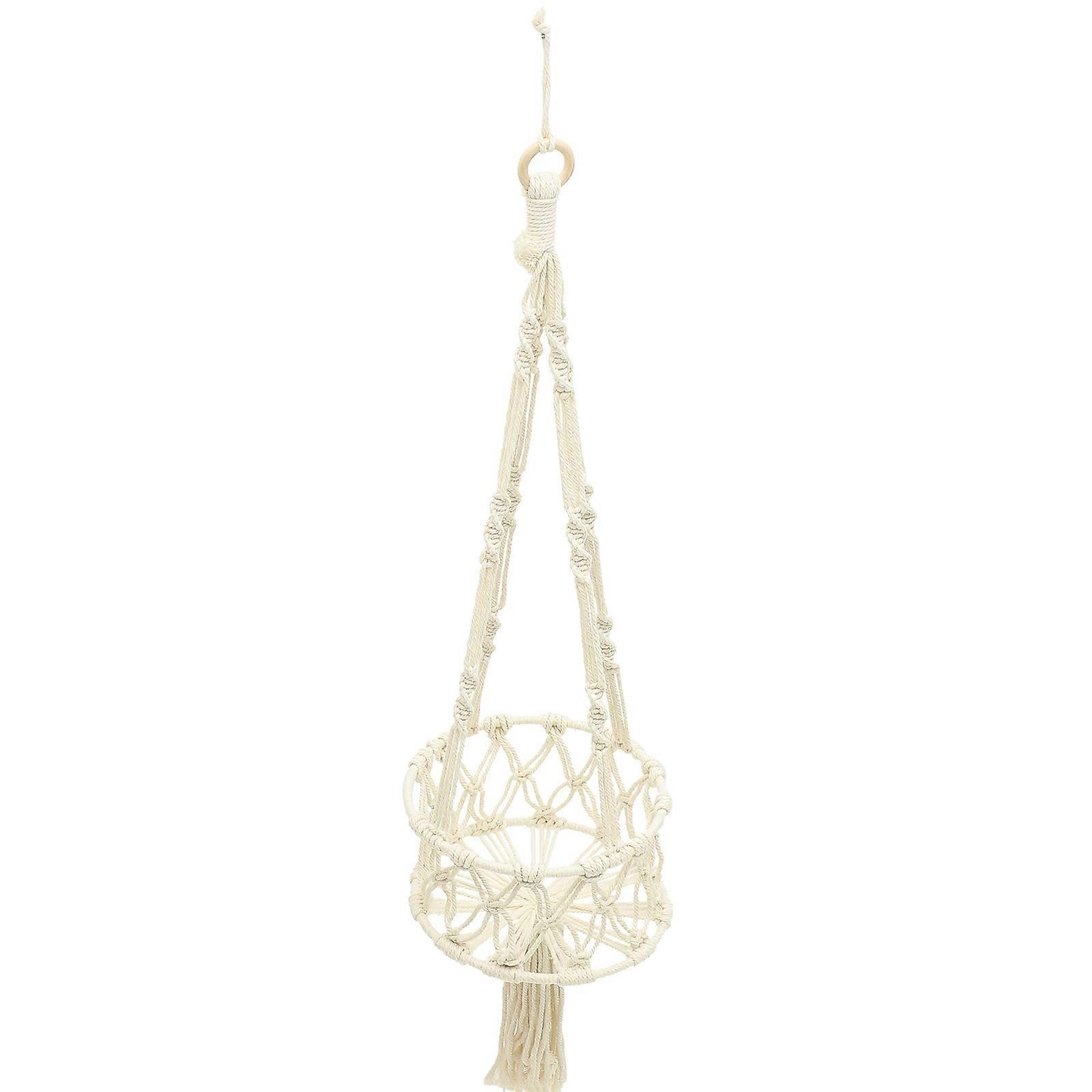 Macrame Hanging Fruit Basket Multi-function Vegetable Basket Handwoven Hanging Storage Basket