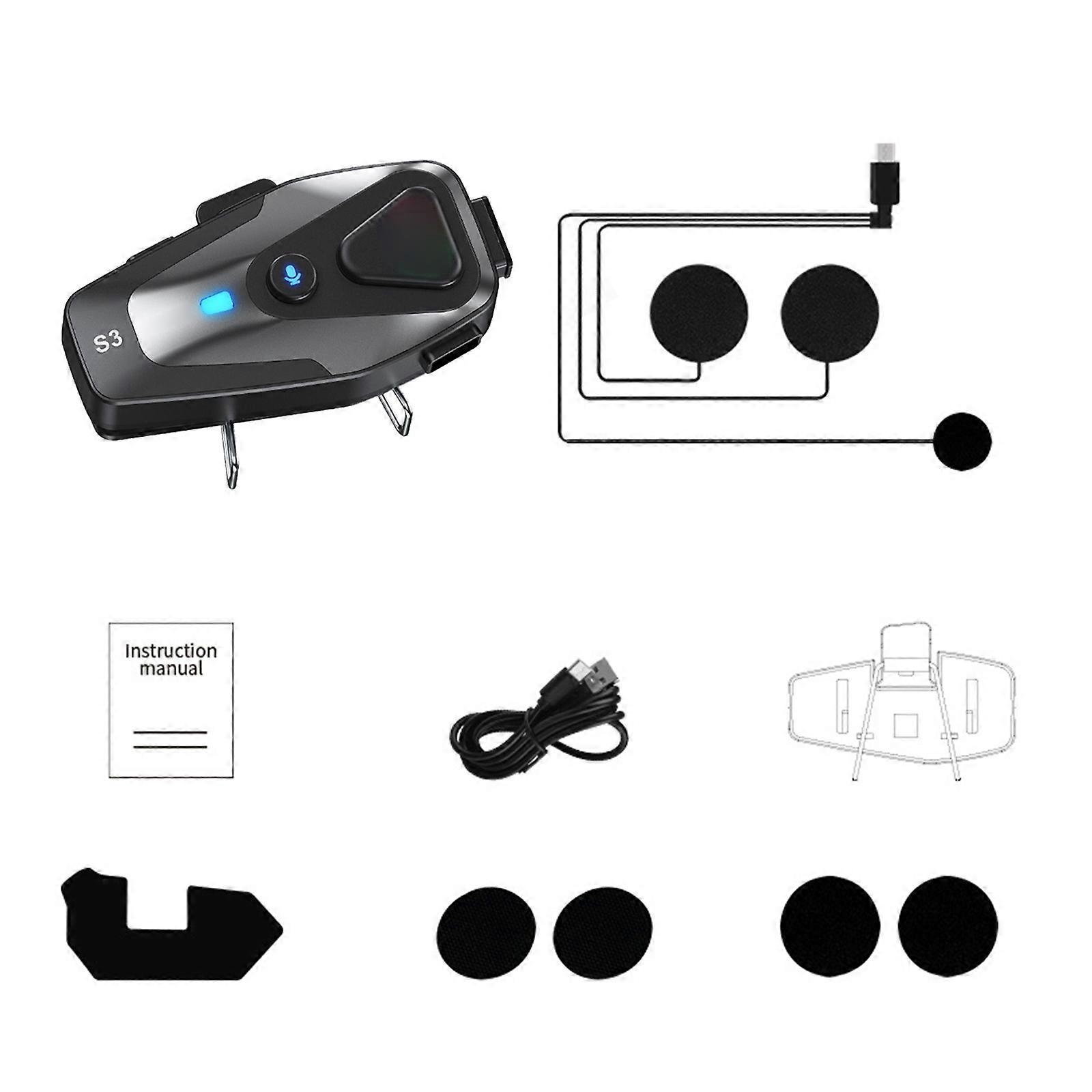 Motorcycle Headset Wireless Headset Speaker Bluetooth-compatible 5.3 Earphone Intercom Handsfree Call Kit Multicolor