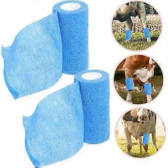 Twee rollen zelfklevend, elastisch verband voor dieren, geschikt voor het verbinden van beenblessures bij paarden, met goede elasticiteit.