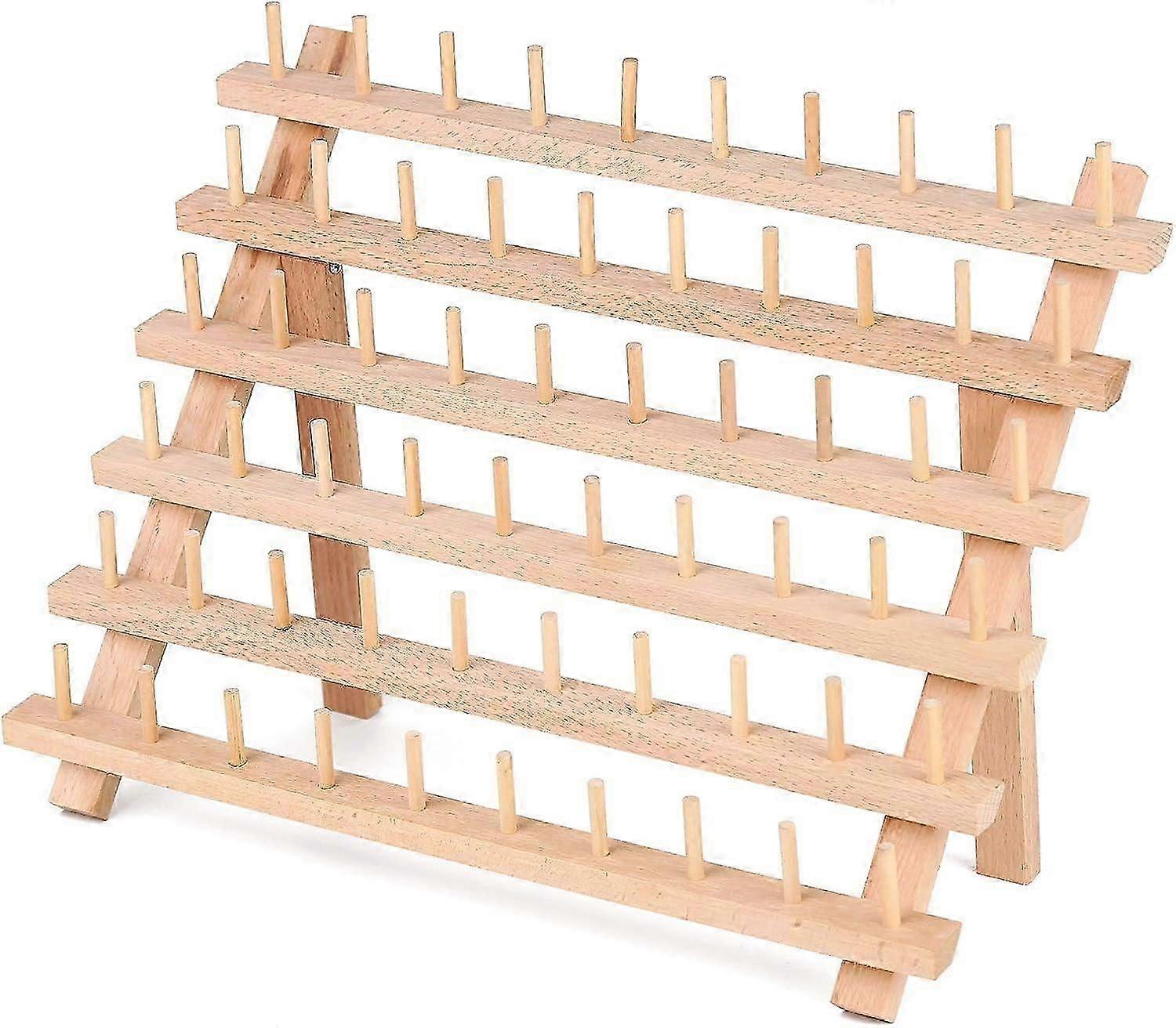 60 Spools Wooden Thread Rack Sewing Organizer