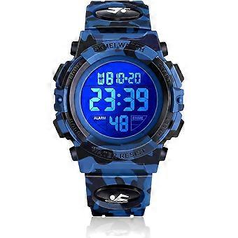 LED Multifunctional Waterproof Watch for Kids - Kids GiftsCamo Blue
