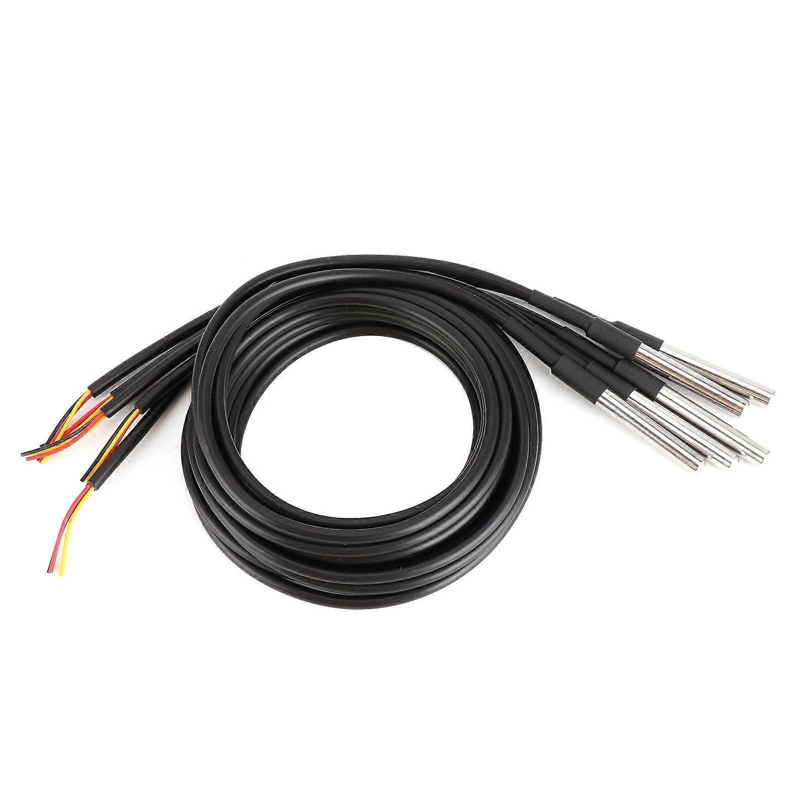 5Pcs Temperature Probe Sensor Stainless Steel Waterproof Cable Thermometer