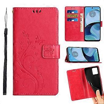 10 Colors Motorola Moto G54 Wallet Case with Wrist Strap - 3D Butterfly PU Leather Flip Cover Kickstand