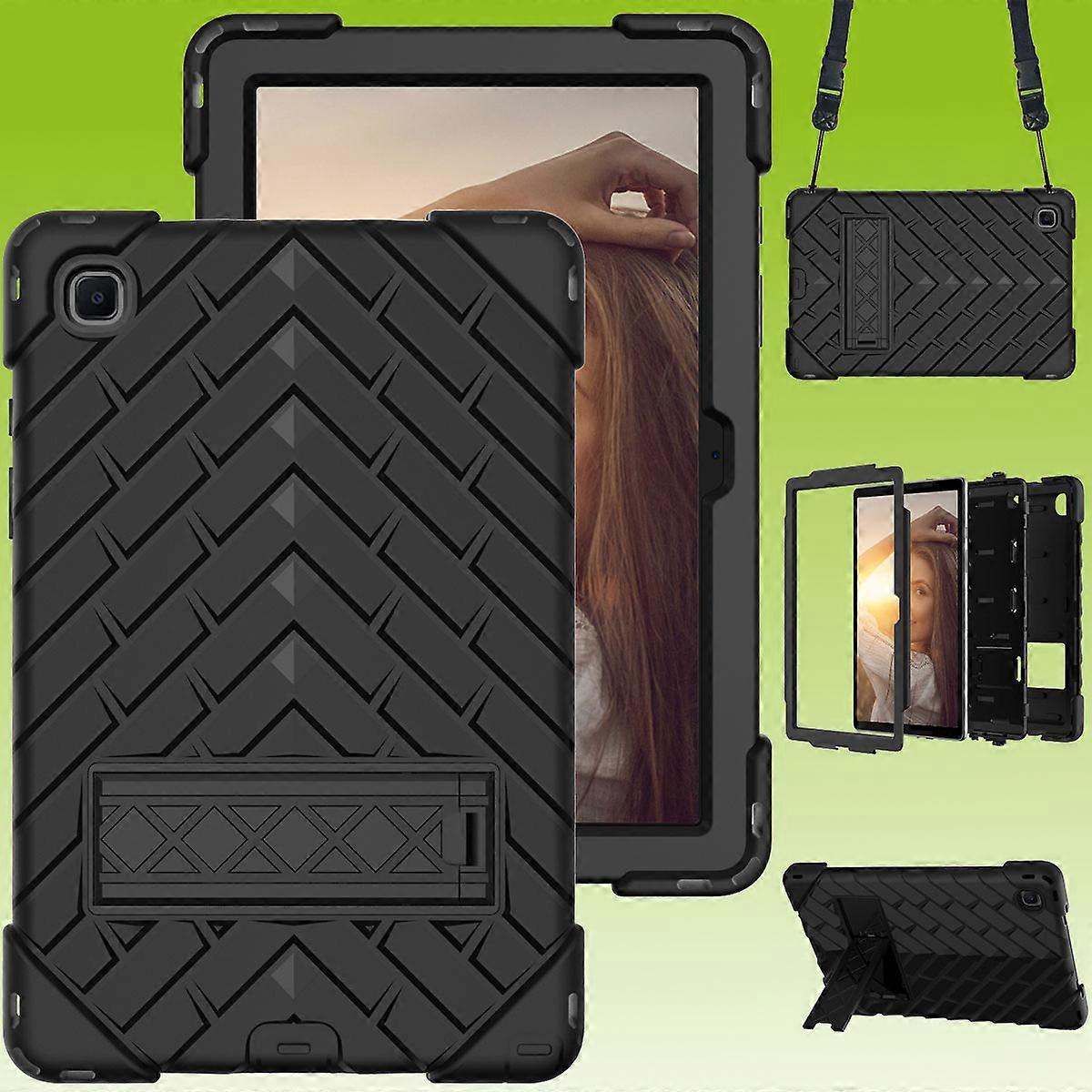 Shockproof Hybrid Case with Strap for Samsung Galaxy Tab A7 2020, Black