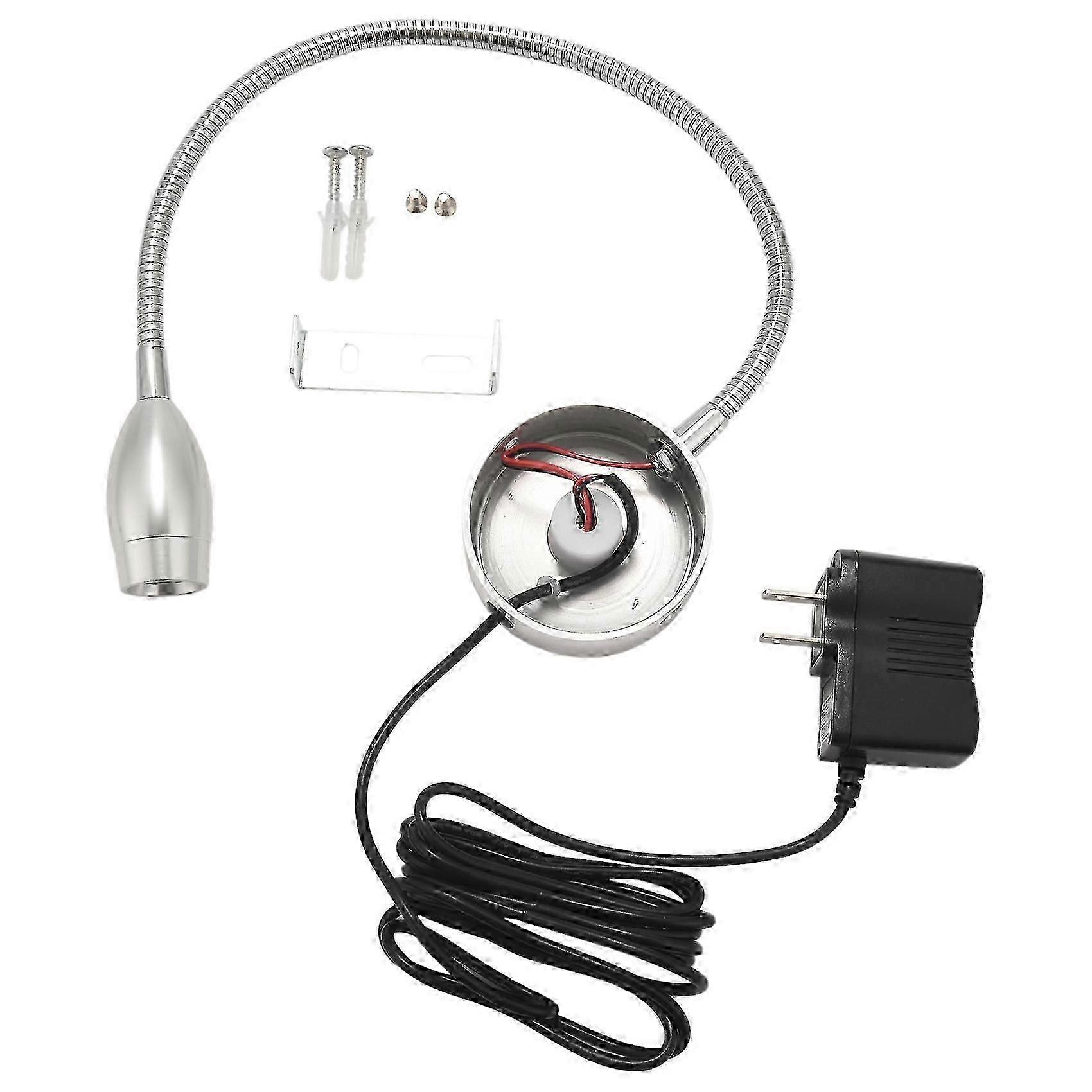 Dimmable Bedside Reading Lamp, Flexible Gooseneck Light with Plug
