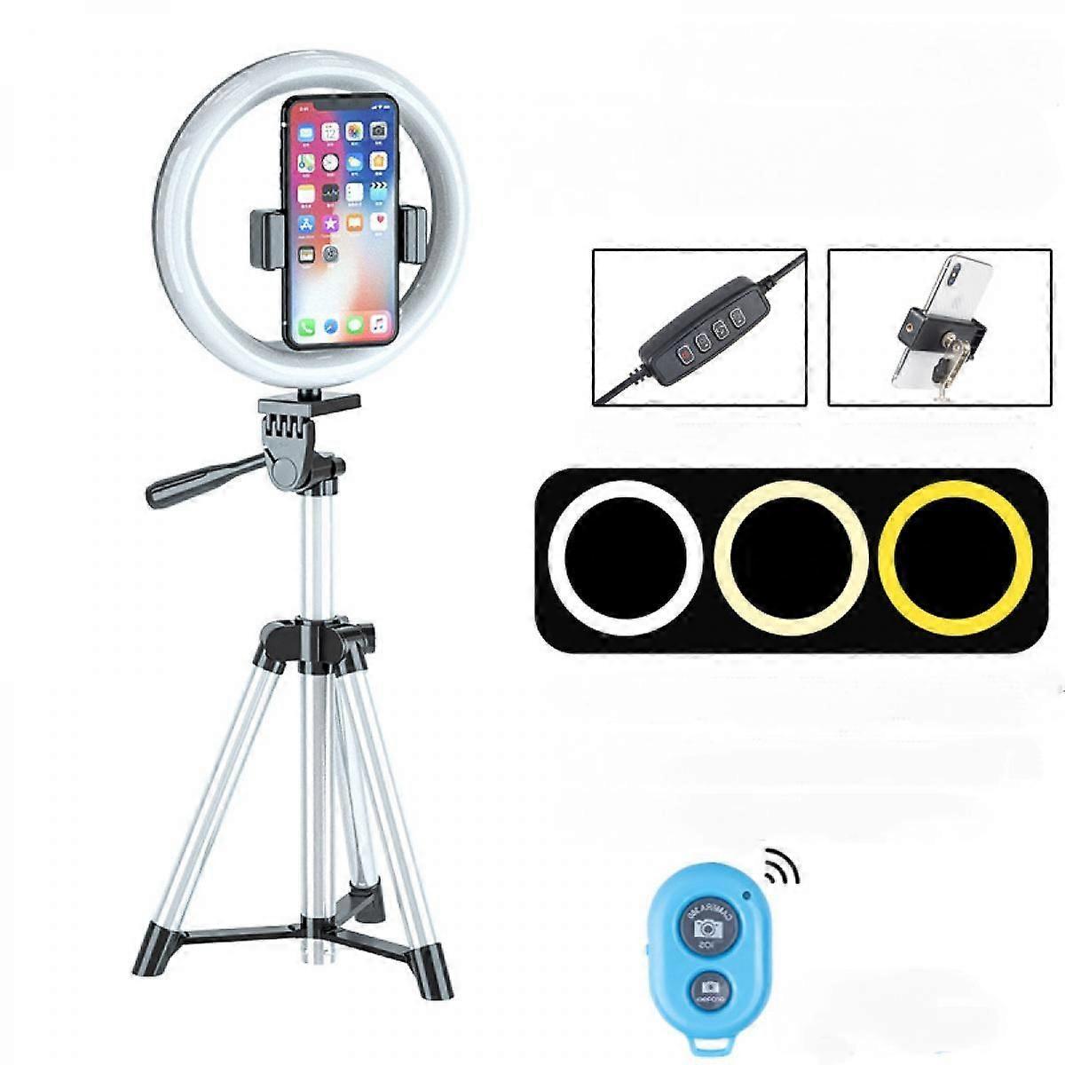 20CM Selfie Ring Light avec Trépied Stand, LED Ring Light pour Live Stream/Makeup