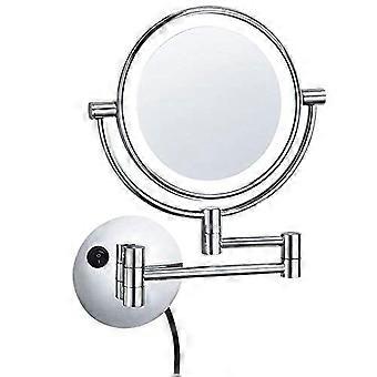 LED Bathroom Mirror with 3x Magnification, 8 Inch Swivel Wall Mount Makeup Mirror, Space-Saving Design