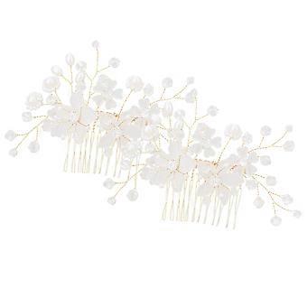 2pcs Hochzeit Braut Kopfschmuck Blumenmädchen Braut Haar Accessoire Braut Haarteil Strass Haarkamm