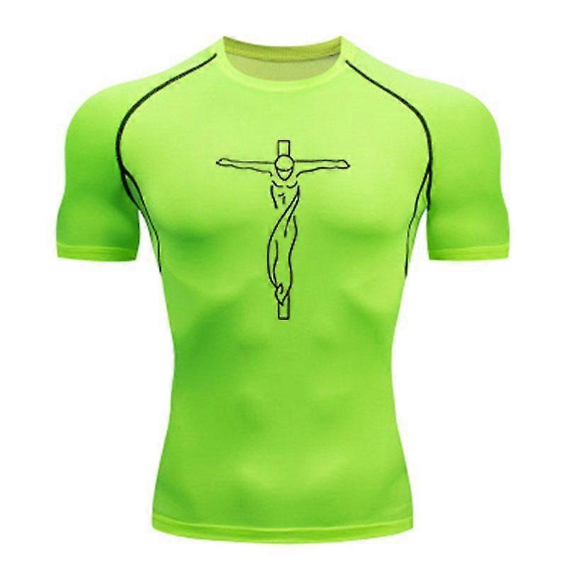 Men's Compression Athletic Workout T-Shirt, Stretchy Quick D