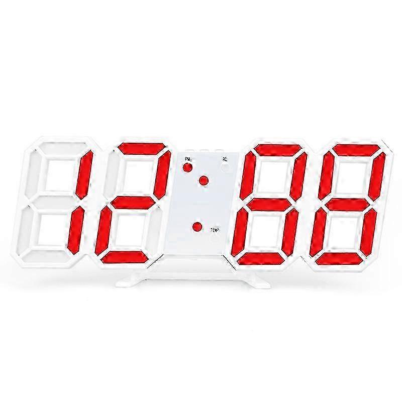 Large-size digital 3D LED wall/desktop alarm clock with snooze function, 12/24-hour automatic brightness adjustment, USB interface, red.