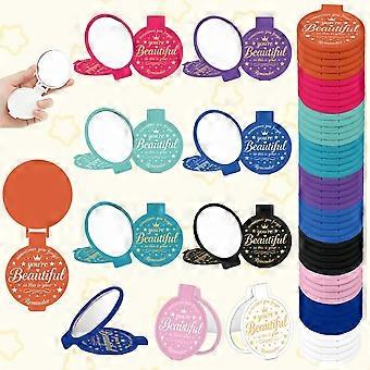 50Pcs 10Colors You are Beautiful Compact Mirror Bulk 2.76 x 2.36 Inch Mini Folding Mirror Colorful Portable Round Pocket Makeup Gifts forTravel Bridal