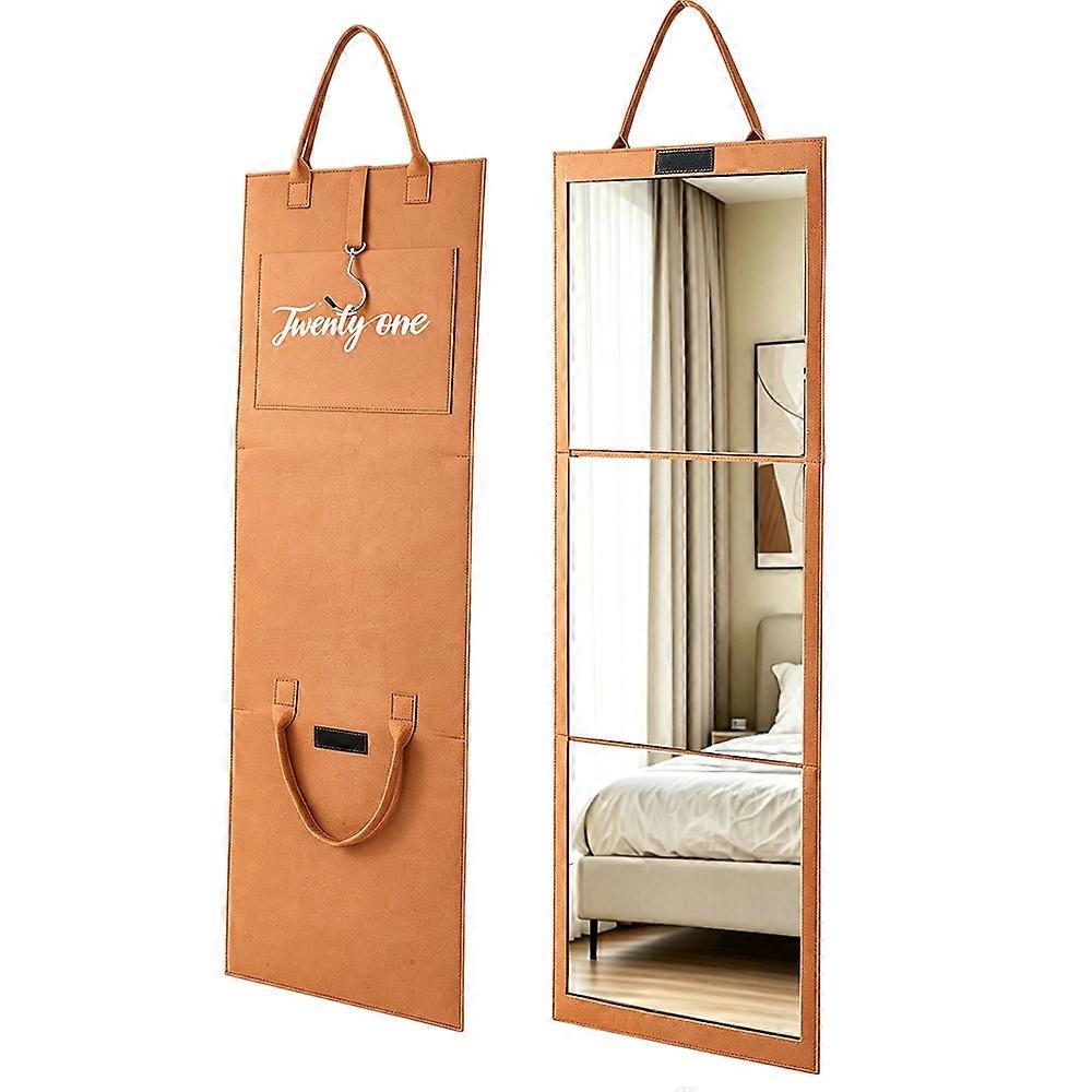 Foldable 3-Panel Full Length Mirror with Handle for Makeup Dance Practice