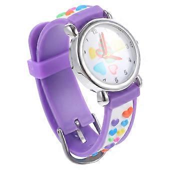 Schattig quartzhorloge voor kinderen met paarse accenten.