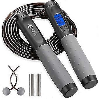 Weighted Jump Rope for Fitness, Skipping Rope with Counter, Equipped with Heavy Handles and Adjustable Length, Cordless Jumping Rope for Men Women Kid