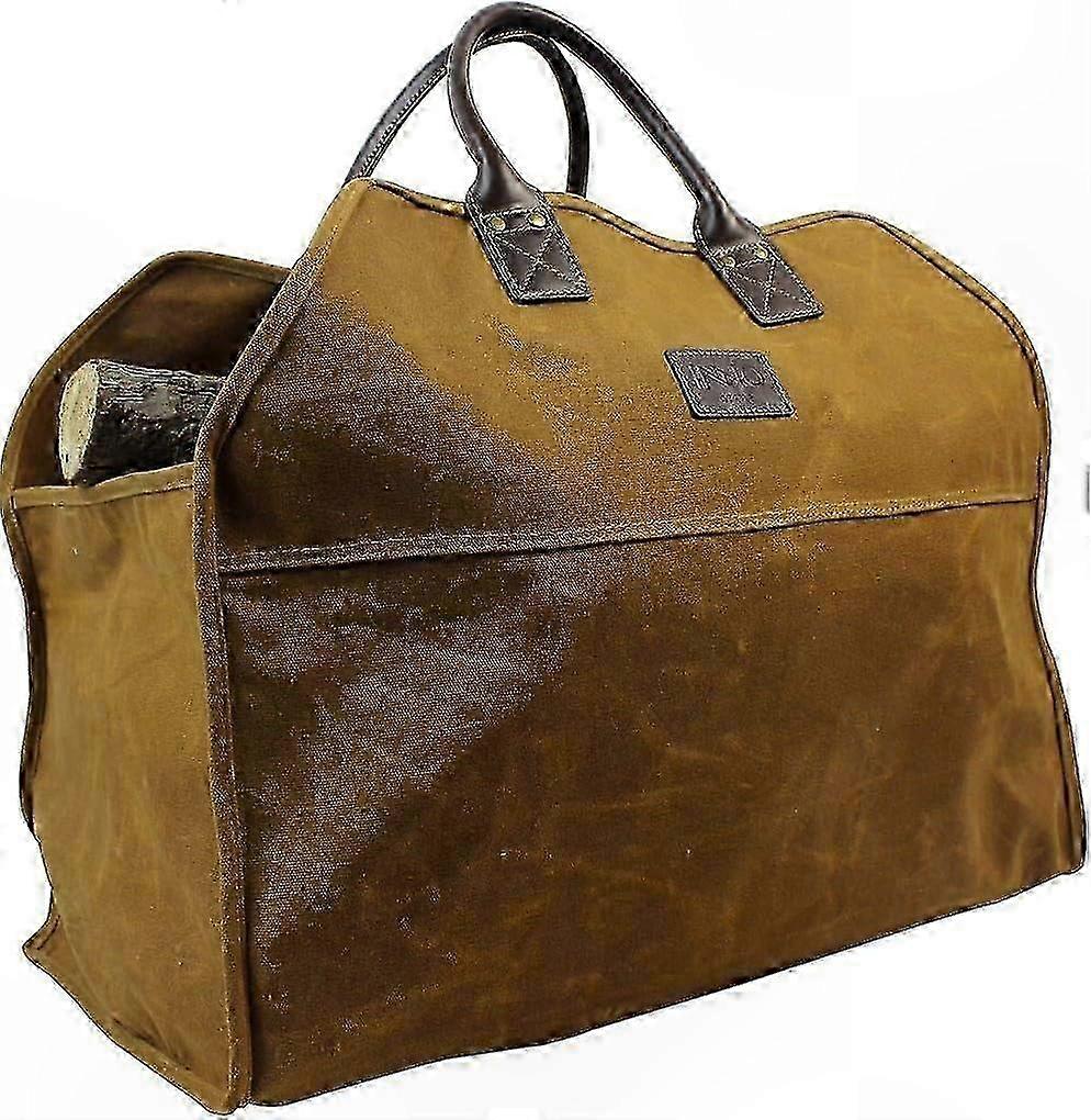 Oversized Waxed Canvas Fireplace Log Bag