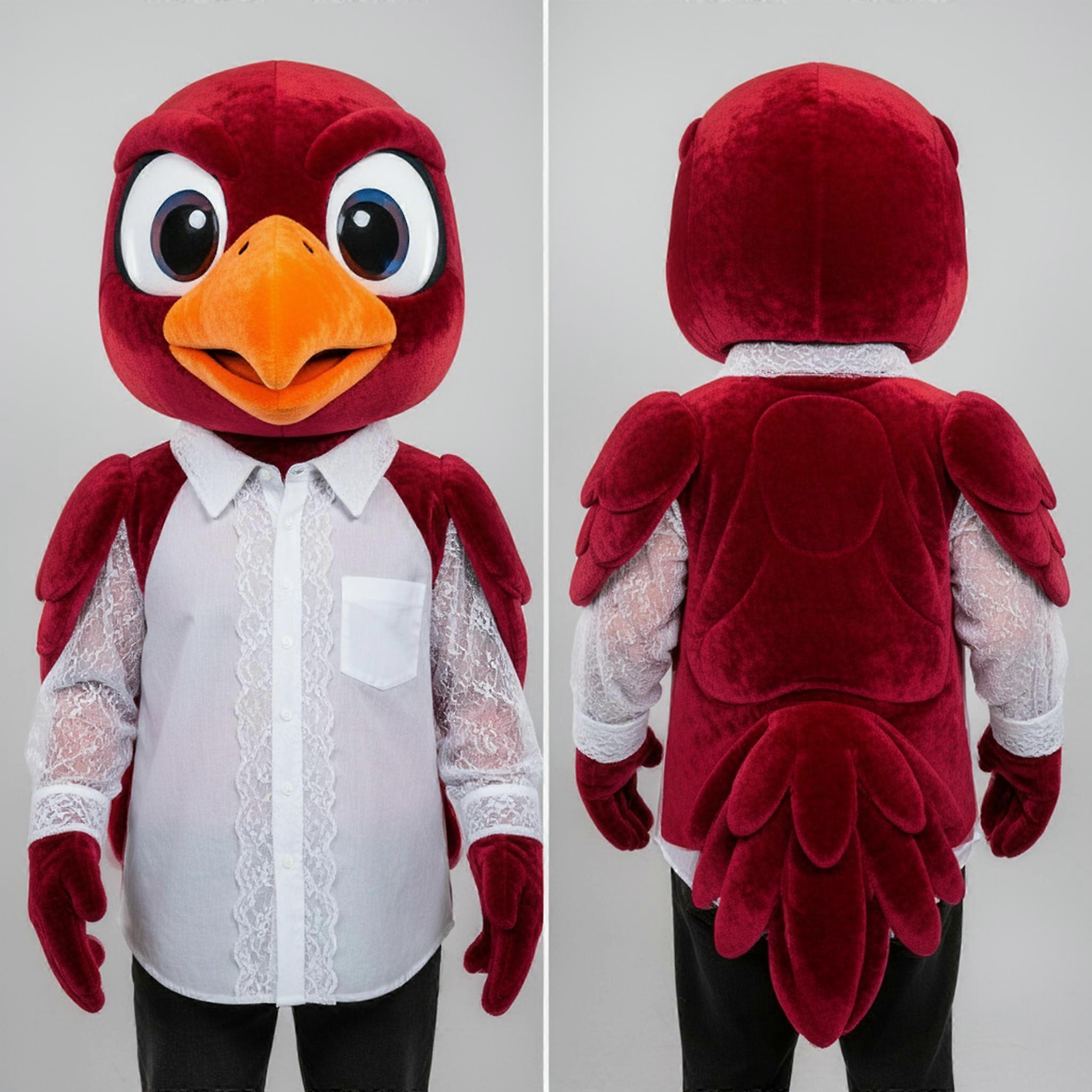 MASTICOT Crimson Cartoon Falcon Mascot