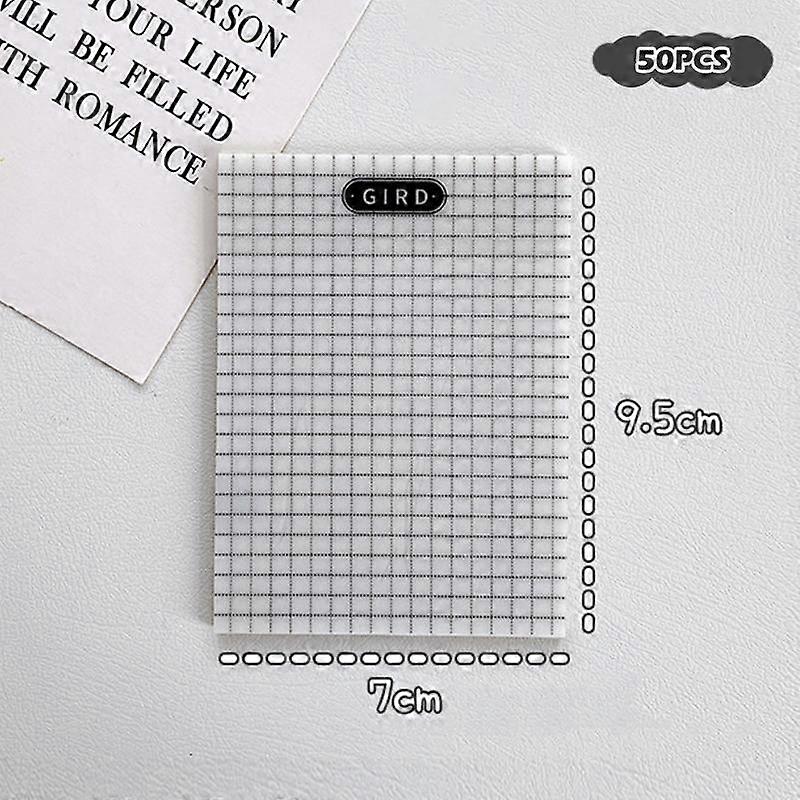 50 Sheets Transparent Grid Record Sticky Notes Waterproof Self-Adhesive Translucent Multi-Function Sticky Note Pads For Books Sc