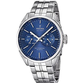 Retro Quarz Analog Herrenuhr Festina mit Edelstahl Armband F16630/4