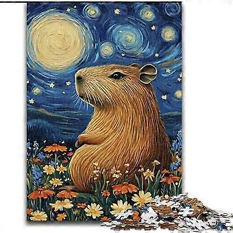 Quebra-cabeças para adolescentes, com tema do céu noturno; quebra-cabeças para adultos, com tema de capivara; brinquedos para entretenimento familiar. Modelo UE006.