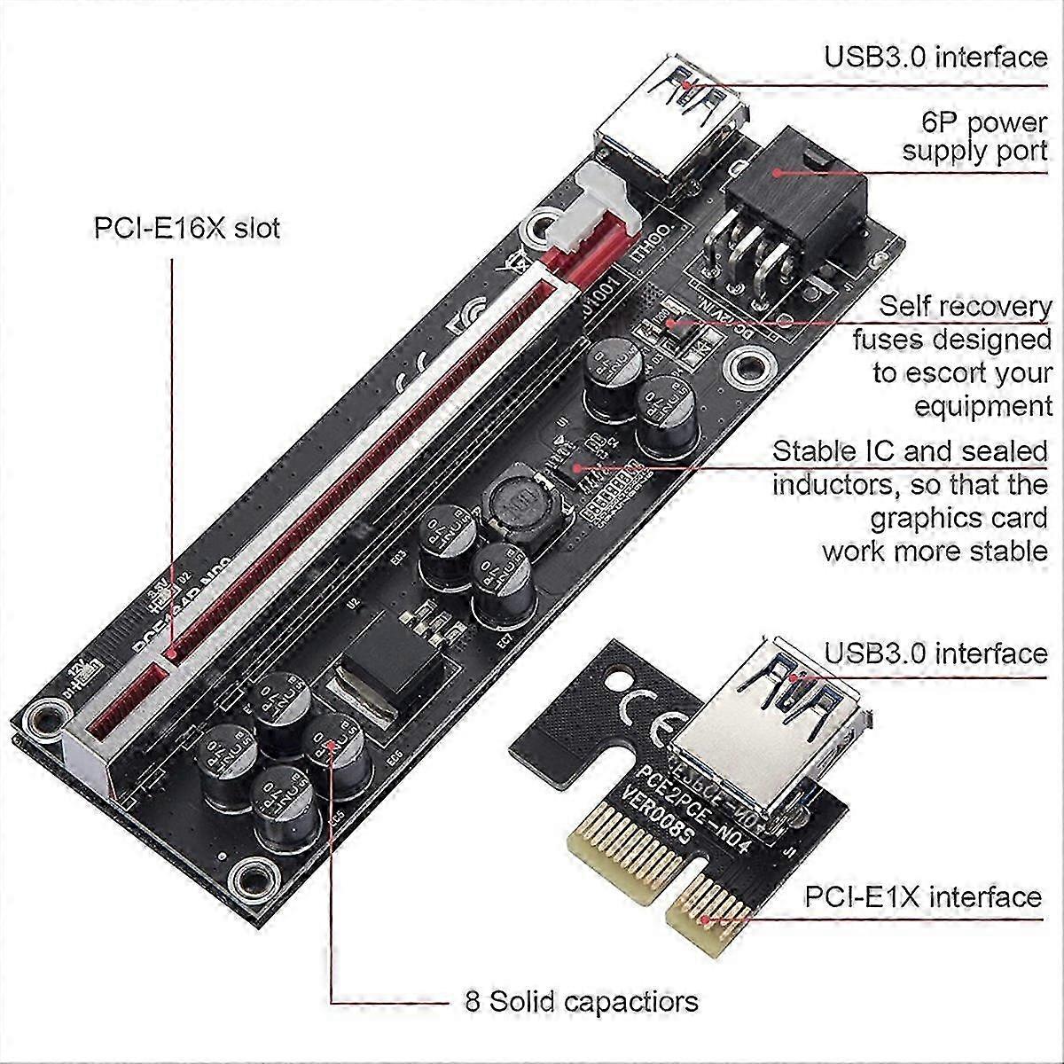 MINI PCI-E Extender to PCI-E 16X Interface with 6Pin Power