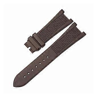 Rubber Watch Strap 25mm Brown Silicone Band with Rose Gold Folding Clasp for Patek Philippe Nautilus 5711