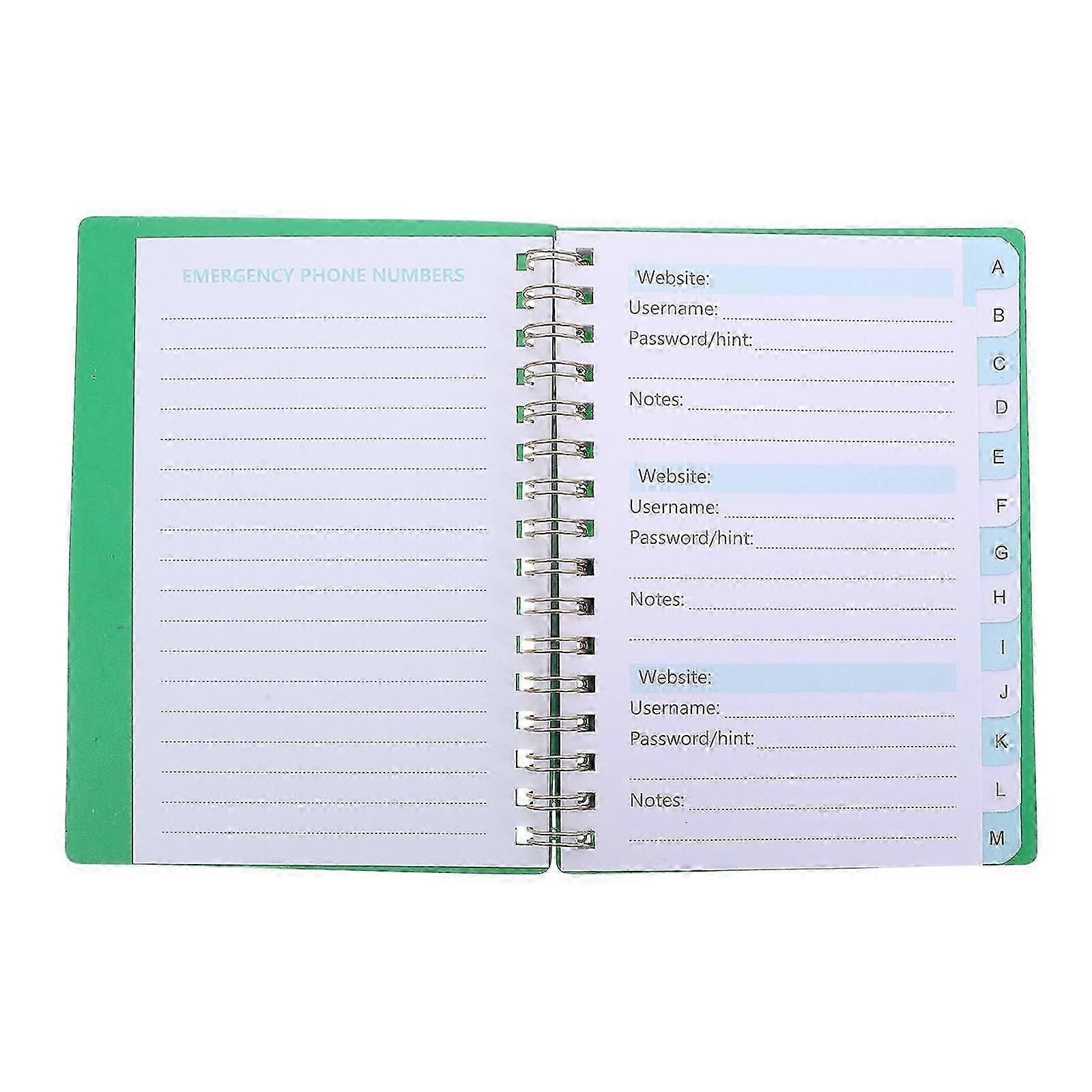 Tabbed Spiral Notebook For Passwords