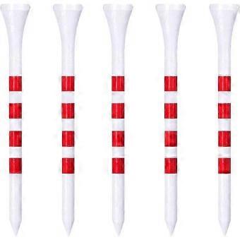 Bamboo Golf Tees, 100 Pack, 70mm Length, Red Stripe Design with Ball Holder
