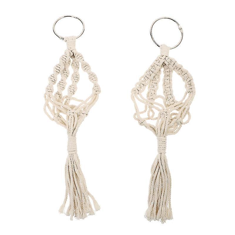 35X5x1cm White Spreaders 2pcs Hanging Cotton Rope Planter Baskets Decorative Flower Pot Holders For