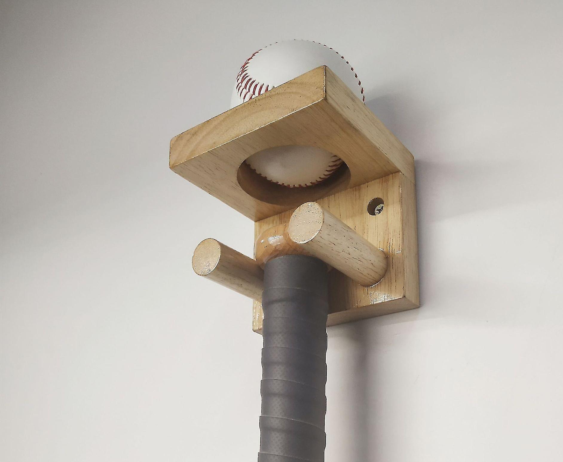 Bat And Ball Rack/softball Holder Wall Mount Wood Display