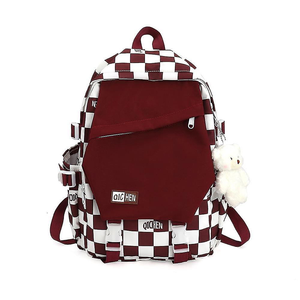 Ins Niche Design Sense Backpack Women's Checkerboard Plaid Student Backpack