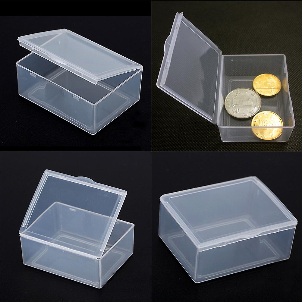 5pcs Transparent Plastic Storage Box Clear  Rectangle Multipurpose Display Box