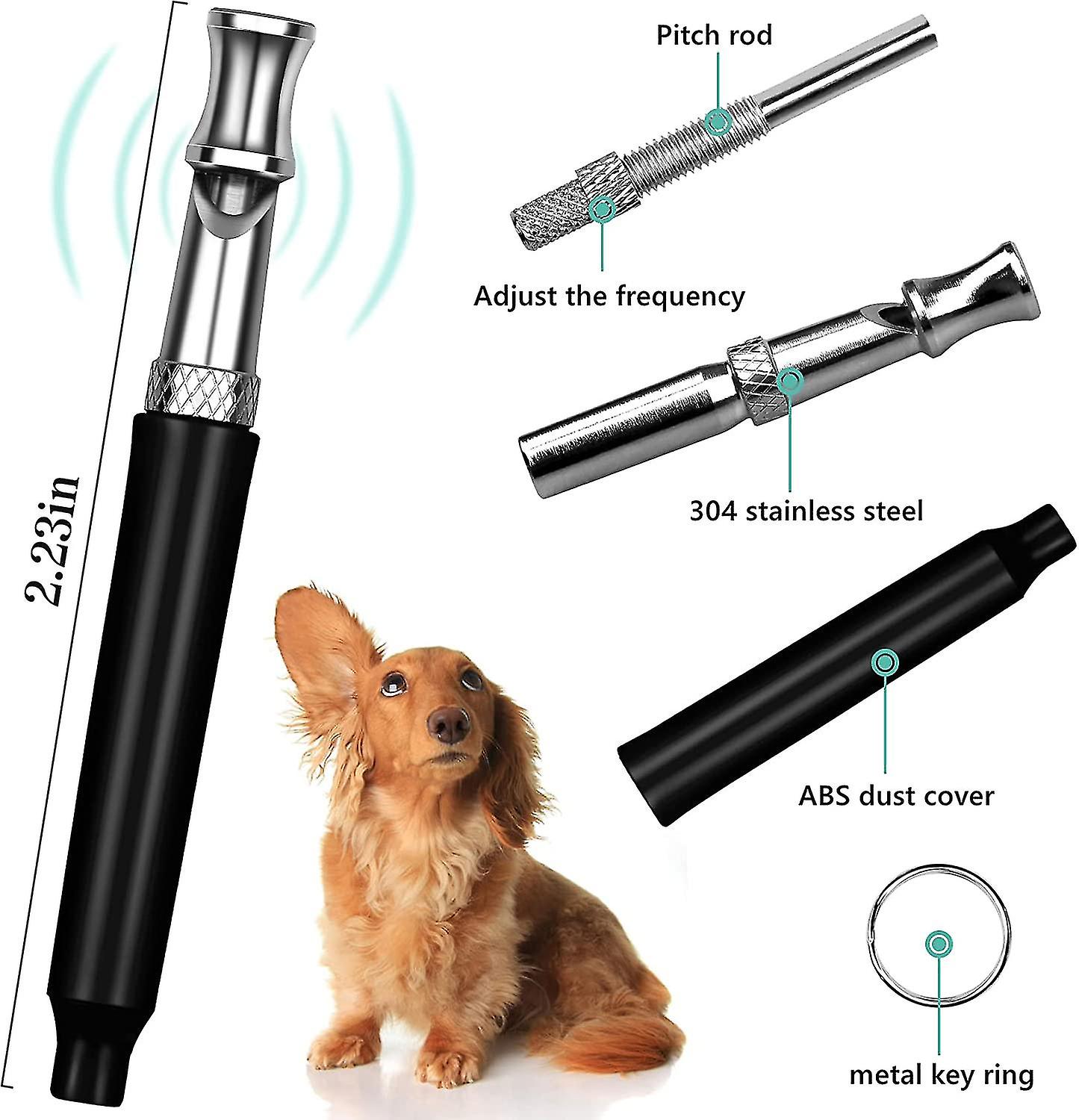 Silent Dog Whistle Dog Whistle 2 Pack With Adjustable Frequency, Ultrasonic To Stop Barking Neighbors Dog, Recall Train Dogs With Long-Range, With Lanyard (Black And White Dog Whisperer