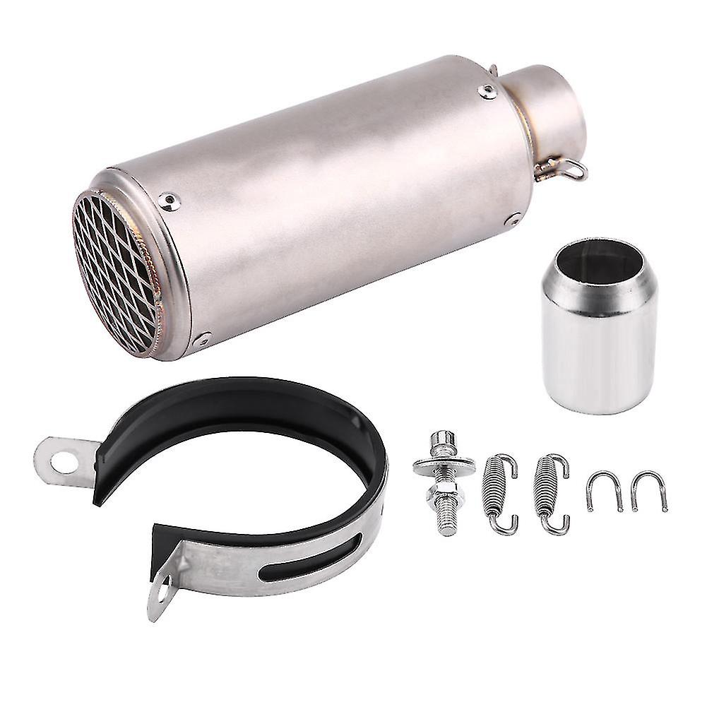 Stainless Steel Universal Motorcycle Exhaust Muffler Tail Pipe Tip Tailpipe Silver
