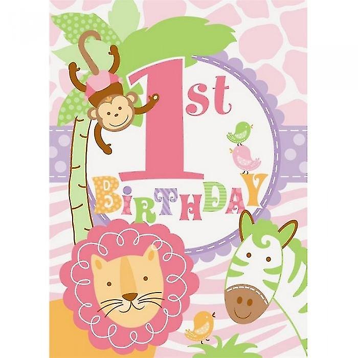 Invitations pour le 1er anniversaire de safari unique (pack de 8)