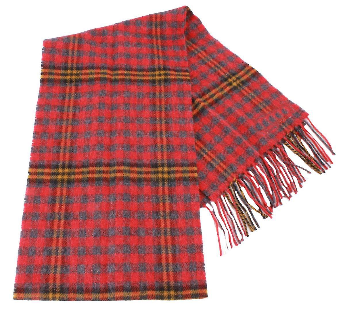 Locharron of Scotland Bowhill Red Red Rose Lambswool Tartan Scarf - Red/Yellow/Grey