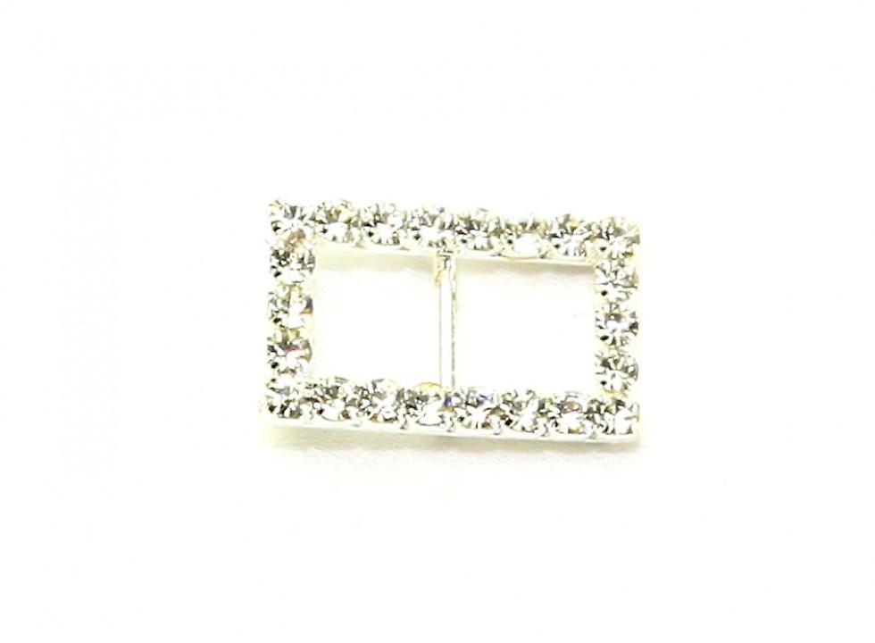 Diamante Rectangle Buckle Silver - each