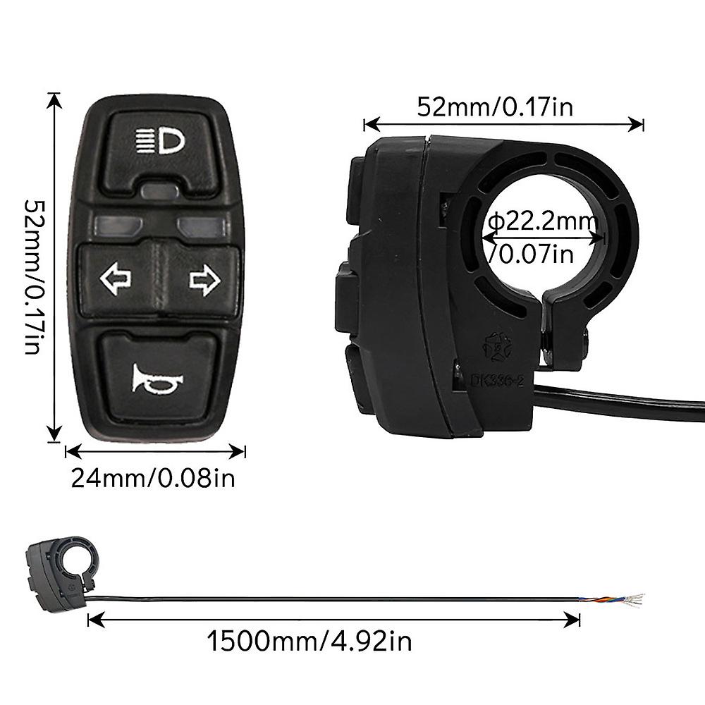 3 in 1 Electric Bike Scooter Switch Headlight Turn Signal Horn Switch ...