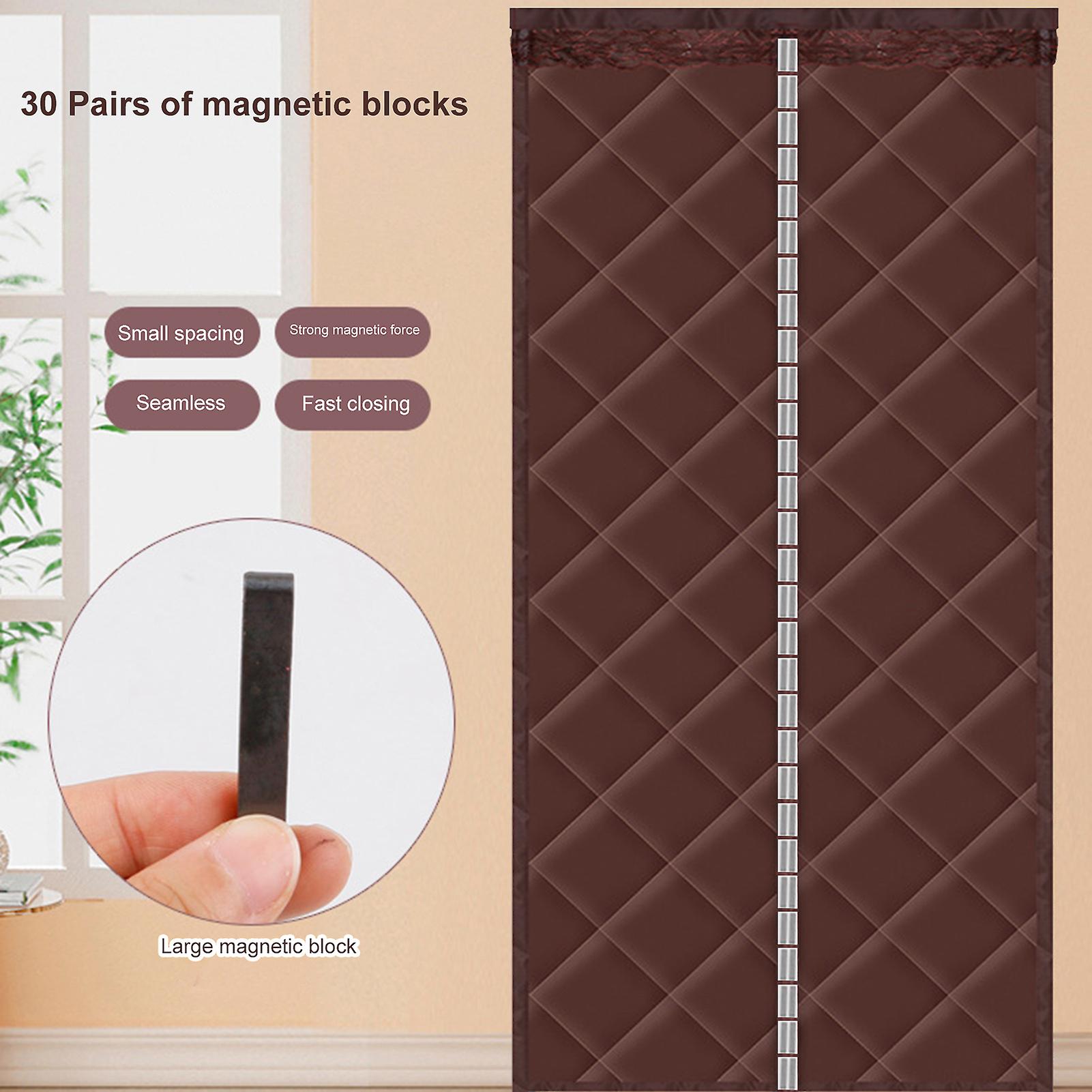 1 Set Winter Door Curtain Magnetic Insulated Door Drape Windproof Noise-reducing Door Cover For Home