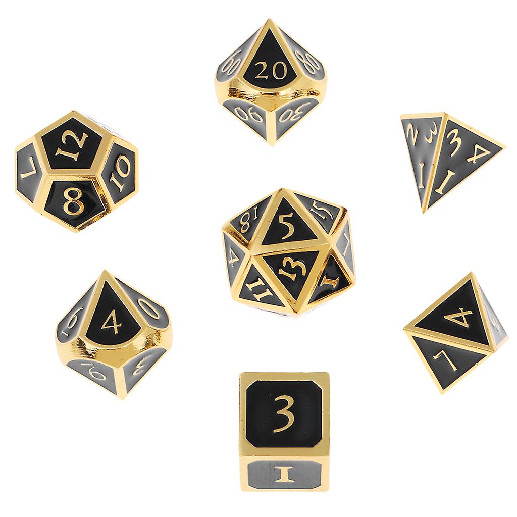 7 Pieces Zinc Alloy Polyhedral Dices Set for Table Game A