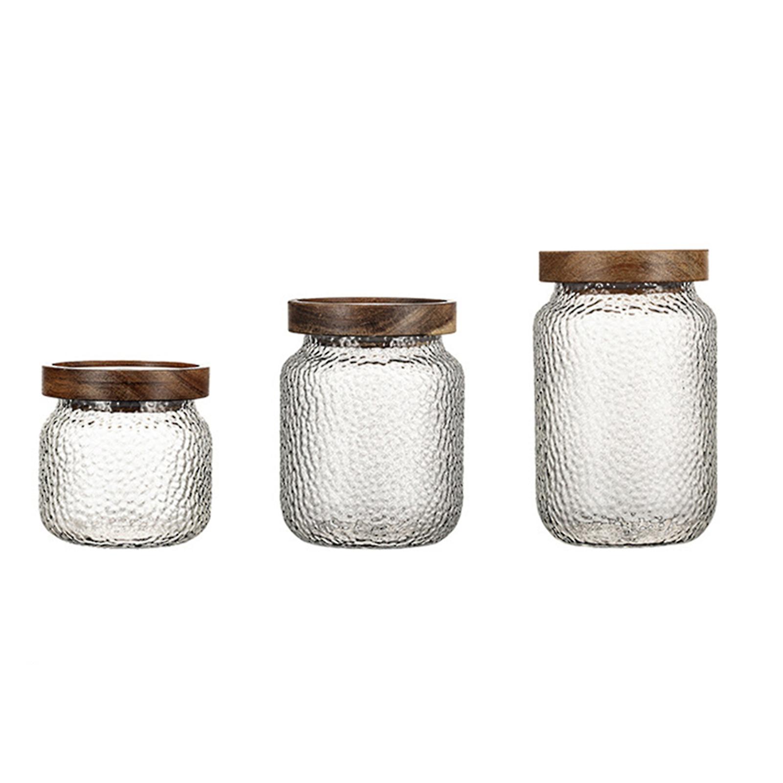Storage Jar Transparent Glass Airtight Jar Glass Tea Tank Airtight Can Anti-Corrosion Safe and Durable 3pcs