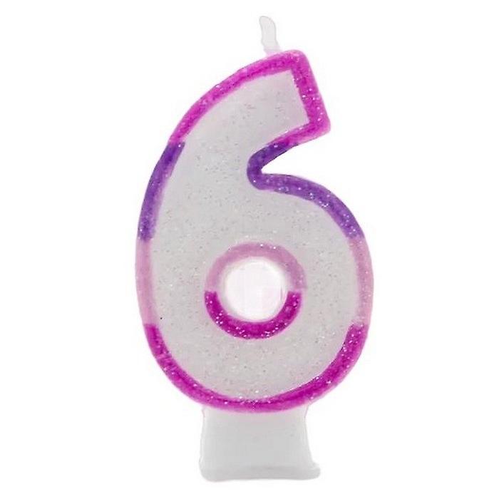Apac Number 6 Glitter Candles (Pack of 6)