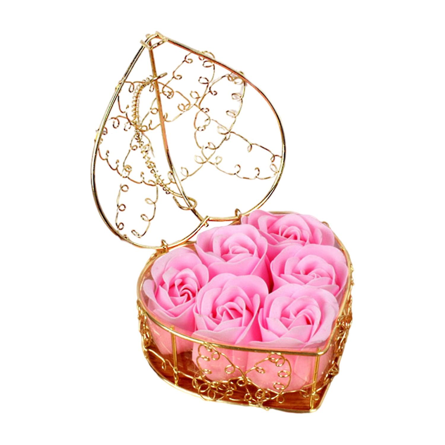 1 Set Artificial Flower Realistic Looking Eye-catching Wrought Iron Eternal Soap Rose Flower with Ex