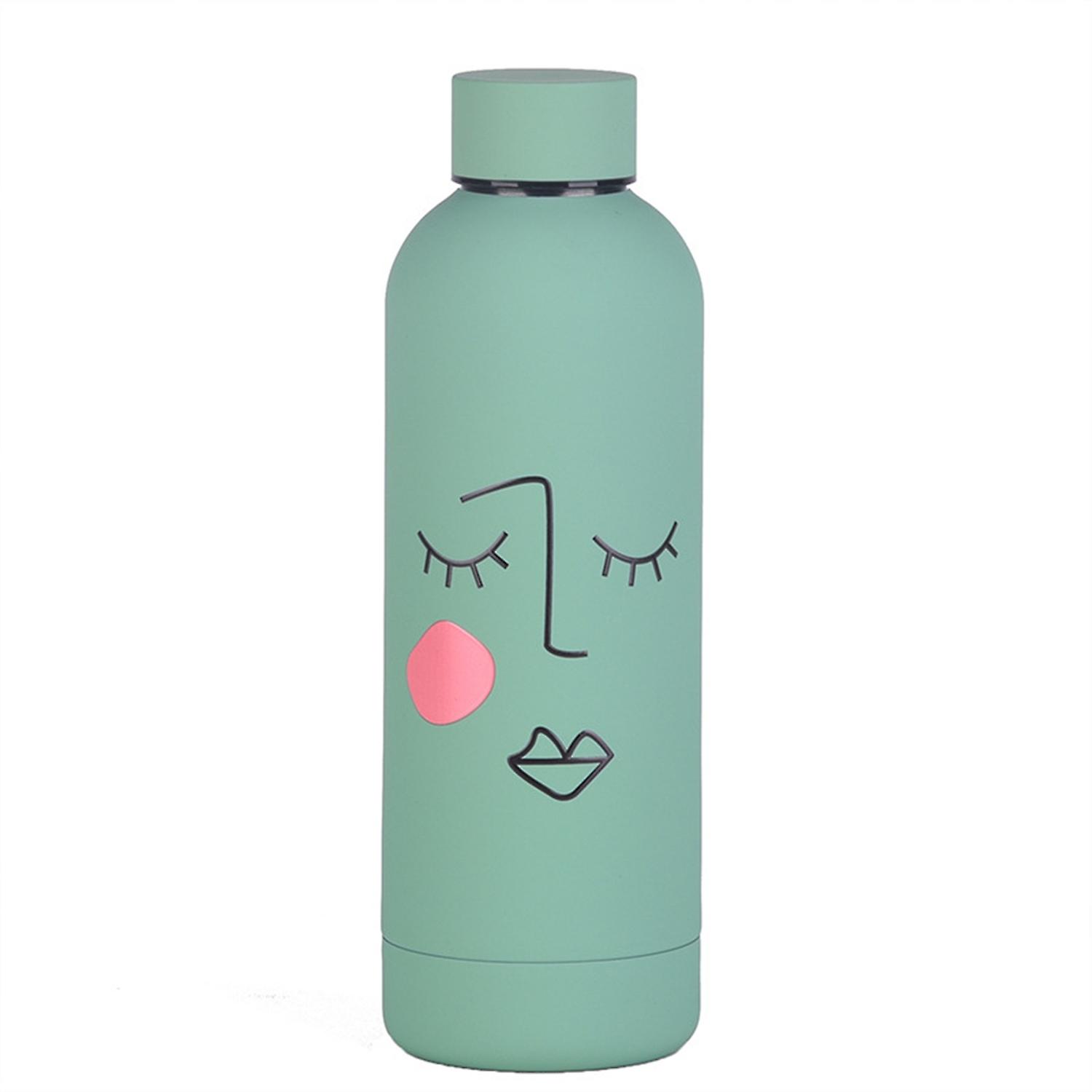 500ml Insulated Mug Heat-resistant Leak-proof Abstract Patterns Thermal Insulation Creative Abstract