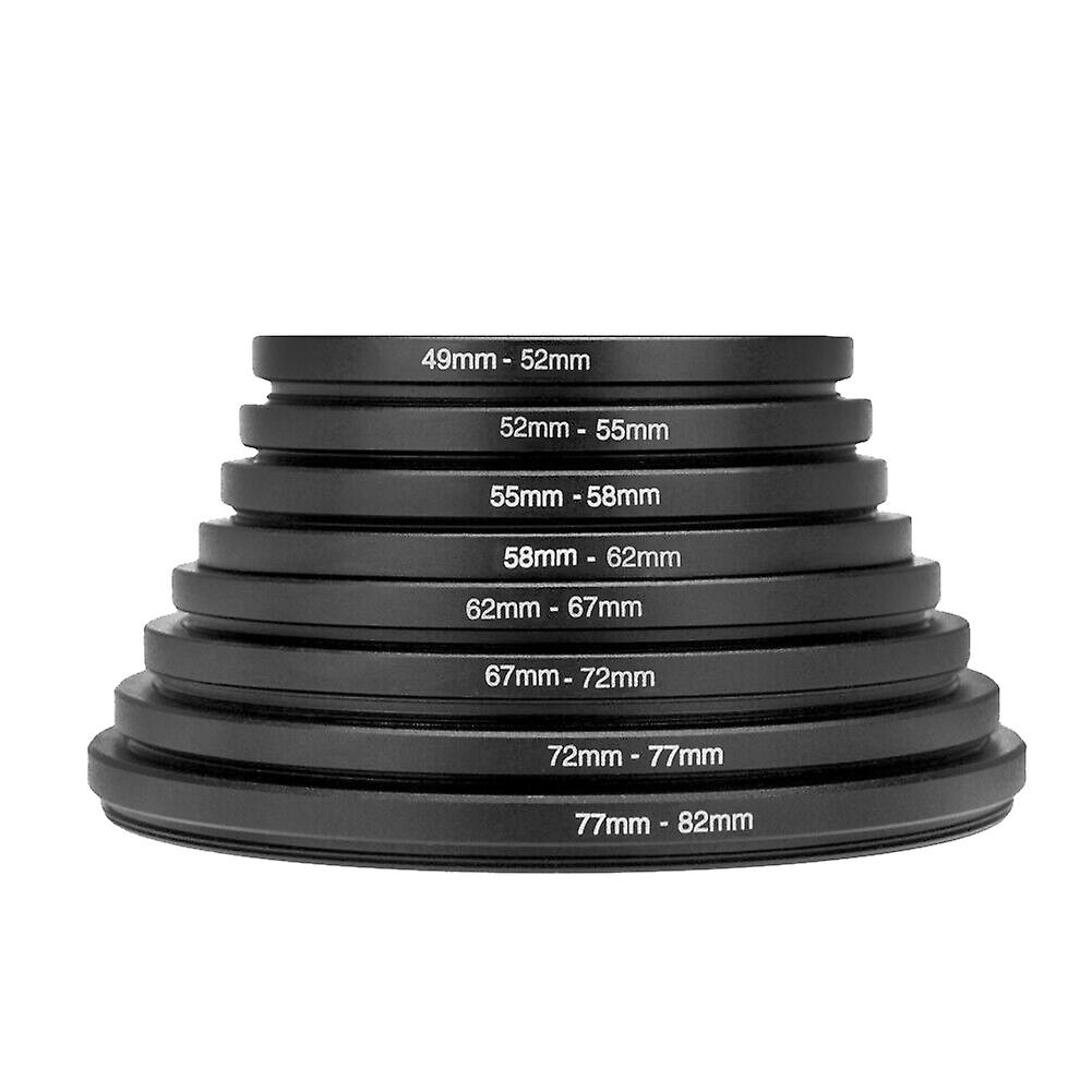 Universal Lens Filter Adapter Set - 8 pcs Metal Step Up Rings (49-82mm)